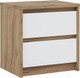 Миниатюра изображения товара Прикроватная тумба Империал Мишель 2ящ (дуб крафт золотой/белый жемчуг)