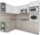 Миниатюра изображения товара Кухонный гарнитур Интерлиния Мила Деко 1.68x2.4 левая (белый/луна/травертин серый)