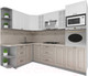 Миниатюра изображения товара Кухонный гарнитур Интерлиния Мила Деко 1.68x2.6 левая (белый/луна/травертин серый)