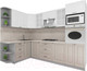 Миниатюра изображения товара Кухонный гарнитур Интерлиния Мила Деко 1.68x2.8 левая (белый/луна/травертин серый)