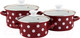 Миниатюра изображения товара Набор кастрюль КМЗ Белый горох 1 Люкс (3шт, красный)