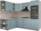 Миниатюра изображения товара Кухонный гарнитур Интерлиния Мила Деко 1.88x2.4 левая (океан/океан/травертин серый)