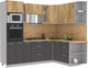 Миниатюра изображения товара Кухонный гарнитур Интерлиния Мила 1.68x2.4 правая (дуб золотой/антрацит/дуб бунратти)