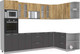 Миниатюра изображения товара Кухонный гарнитур Интерлиния Мила 1.68x3.0 правая (дуб золотой/антрацит/дуб бунратти)