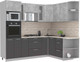 Миниатюра изображения товара Кухонный гарнитур Интерлиния Мила 1.68x2.4 правая (бетон/антрацит/травертин)