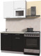 Миниатюра изображения товара Кухонный гарнитур Интерлиния Мила Пластик 1.0 В (черный глянец/белый глянец/опал светлый)