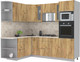 Миниатюра изображения товара Кухонный гарнитур Интерлиния Мила 1.68x2.4 левая (дуб золотой/дуб золотой/опал светлый)