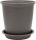 Миниатюра изображения товара Вазон BOTANICA Cycle + поддон (13.5x13.5см, серый/коричневый)
