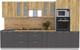 Миниатюра изображения товара Кухонный гарнитур Интерлиния Мила 3.4 ВТ (дуб золотой/антрацит/дуб бунратти)