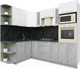 Миниатюра изображения товара Кухонный гарнитур Интерлиния Мила Пластик 1.68x2.4 левая (мрамор/белый глянец/кастилло темный)