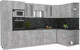Миниатюра изображения товара Кухонный гарнитур Интерлиния Мила 1.68x3.4 правая (бетон/бетон/кастилло темный)