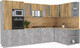 Миниатюра изображения товара Кухонный гарнитур Интерлиния Мила 1.88x3.4 правая (дуб золотой/бетон/дуб бунратти)