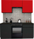 Миниатюра изображения товара Кухонный гарнитур ВерсоМебель Эко-8 1.8 (красный чили/антрацит/ст.луна)
