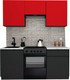 Миниатюра изображения товара Кухонный гарнитур ВерсоМебель Эко-8 1.8 (красный чили/антрацит/ст.мрамор итальянский)