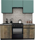 Миниатюра изображения товара Кухонный гарнитур ВерсоМебель Эко-8 1.8 (сумеречный голубой/дуб гранж песочный/ст.альберика)