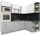 Миниатюра изображения товара Кухонный гарнитур Интерлиния Мила Пластик 1.68x2.4 правая (мрамор/белый глянец/кастилло темный)
