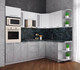 Миниатюра изображения товара Кухонный гарнитур Интерлиния Мила Пластик 1.68x2.4 правая (мрамор/белый глянец/кастилло темный)