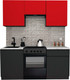 Миниатюра изображения товара Кухонный гарнитур ВерсоМебель Эко-7 1.7 (красный чили/антрацит/ст.мрамор итальянский)