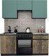Миниатюра изображения товара Кухонный гарнитур ВерсоМебель Эко-7 1.7 (сумеречный голубой/дуб гранж песочный/ст.альберика)
