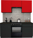 Миниатюра изображения товара Кухонный гарнитур ВерсоМебель Эко-7 1.7 (красный чили/антрацит/ст.луна)