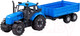 Миниатюра изображения товара Трактор игрушечный Полесье Прогресс с бортовым прицепом / 91253 (инерционный, синий)