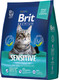 Миниатюра изображения товара Сухой корм для кошек Brit Premium Cat Sensitive с ягненком и индейкой / 5049738 (2кг)