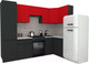 Миниатюра изображения товара Кухонный гарнитур ВерсоМебель Эко-8 1.2x2.7 правая (красный чили/антрацит/ст.мрамор итальянский)