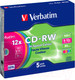 Миниатюра изображения товара Набор дисков CD-RW Verbatim 700мб Slim / 43167 (5шт)