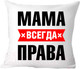 Миниатюра изображения товара Подушка декоративная Print Style Мама всегда права 40x40bel16