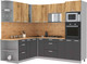 Миниатюра изображения товара Кухонный гарнитур Интерлиния Мила Лайт 1.88x2.4 левая (дуб золотой/антрацит/дуб бунратти)