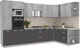 Миниатюра изображения товара Кухонный гарнитур Интерлиния Мила Лайт 1.88x3.4 правая (бетон/антрацит/травертин)