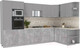 Миниатюра изображения товара Кухонный гарнитур Интерлиния Мила Лайт 1.88x3.4 правая (серебристый/бетон/бискайская сосна)