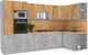 Миниатюра изображения товара Кухонный гарнитур Интерлиния Мила Лайт 1.68x3.4 правая (дуб золотой/бетон/дуб бунратти)