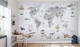 Миниатюра изображения товара Фотообои листовые Vimala Карта мира белая (270x400)