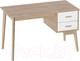 Миниатюра изображения товара Письменный стол Мебельград Калгари с тумбой (дуб натуральный светлый/белый матовый)
