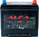 Миниатюра изображения товара Автомобильный аккумулятор ALFA battery Asia JR 580A с бортом (65 А/ч)