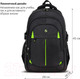 Миниатюра изображения товара Школьный рюкзак Brauberg Titanium / 270766 (черный/салатовые вставки)