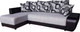 Миниатюра изображения товара Диван угловой Асмана Олимп-1 правый (кубики/рогожка серый/кожзам черный)