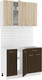 Миниатюра изображения товара Кухонный гарнитур Кортекс-мебель Корнелия Лира-лайт 1.1м без столешницы (дуб сонома/венге)