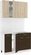 Миниатюра изображения товара Кухонный гарнитур Кортекс-мебель Корнелия Лира-лайт 1.2м без столешницы (дуб сонома/венге)