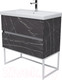 Миниатюра изображения товара Тумба под умывальник Дабер 012 / Т12.8.0.12Б (мрамор черный/белый)