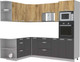 Миниатюра изображения товара Кухонный гарнитур Интерлиния Мила Лайт 1.68x2.4 левая без столешницы (дуб золотой/антрацит)