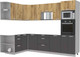 Миниатюра изображения товара Кухонный гарнитур Интерлиния Мила Лайт 1.68x2.8 левая без столешницы (дуб золотой/антрацит)