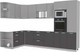 Миниатюра изображения товара Кухонный гарнитур Interline Мила Лайт 1.68x3.2 левая без столешницы (серебристый/антрацит)