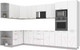 Миниатюра изображения товара Кухонный гарнитур Интерлиния Мила Лайт 1.68x3.4 левая без столешницы (белый платинум/белый платинум)