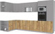 Миниатюра изображения товара Кухонный гарнитур Интерлиния Мила Лайт 1.68x3.4 левая без столешницы (серебристый/дуб золотой)