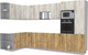 Миниатюра изображения товара Кухонный гарнитур Интерлиния Мила Лайт 1.68x3.4 левая без столешницы (дуб белый/дуб золотой)