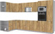Миниатюра изображения товара Кухонный гарнитур Интерлиния Мила Лайт 1.68x3.4 левая без столешницы (дуб золотой)