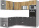 Миниатюра изображения товара Кухонный гарнитур Интерлиния Мила Лайт 1.88x2.4 левая без столешницы (дуб золотой/антрацит)