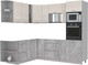 Миниатюра изображения товара Кухонный гарнитур Интерлиния Мила Лайт 1.88x2.4 левая без столешницы (вудлайн кремовый/бетон)